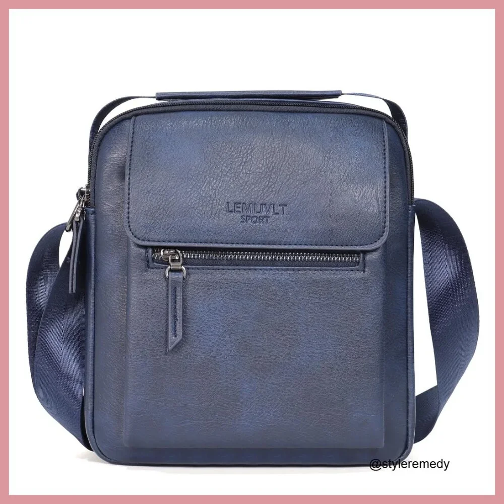 PU Leather Messenger Bag Crossbody Sling Adjustable Strap